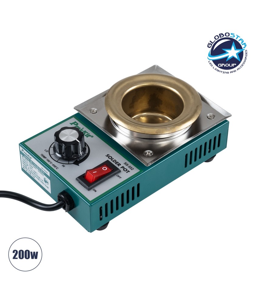 GLOBOSTAR® PROSKIT SS-552Η 79992 Δοχείο Συγκόλλησης με Ρυθμιζόμενη Θερμοκρασία από 100°C έως 550°C 200W AC 220-240V IP20 - Μ15 x Π9.5 x Υ5.2cm - 2 Χρόνια Εγγύηση